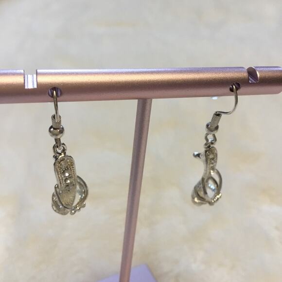 Silver High-Heel Shoes Crystals  Earrings - Picture 5 of 6